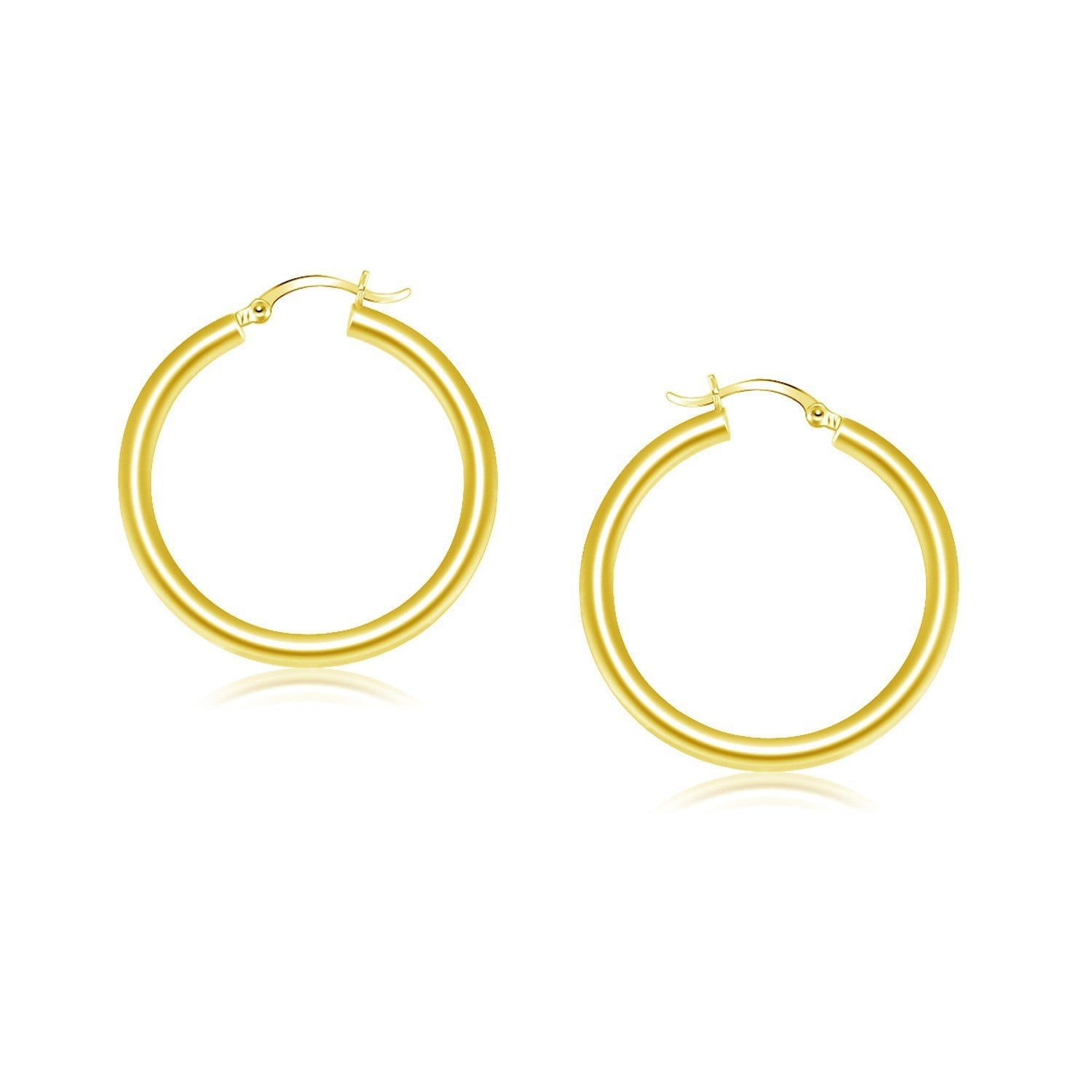 14k Yellow Gold Polished Hoop Earrings (25 mm) Bids.com