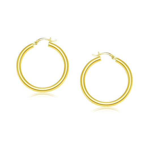 14k Yellow Gold Polished Hoop Earrings (25 mm) Bids.com