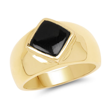 14K Yellow Gold Plated 2.00 Carat Genuine Black Onyx .925 Sterling Silver Ring Bids.com