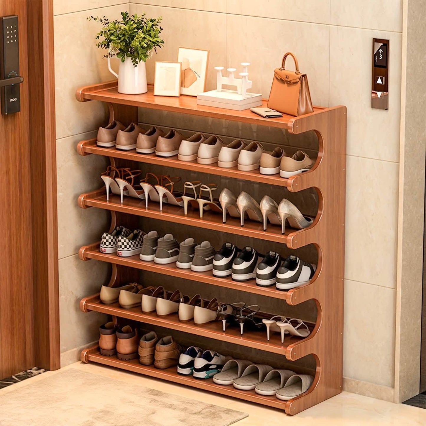 Bamboo Shoe Rack Organizer – 5 or 6 Tier, Space-Saving Storage DailySale