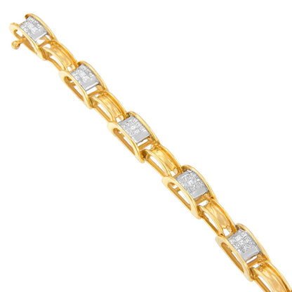 14K Yellow Gold Princess Cut Diamond Chain Link Bracelet (1.00 cttw, H-I Color, SI1-SI2 Clarity) Bids.com