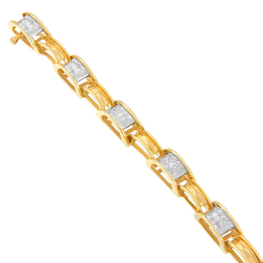 14K Yellow Gold Princess Cut Diamond Chain Link Bracelet (1.00 cttw, H-I Color, SI1-SI2 Clarity) Bids.com