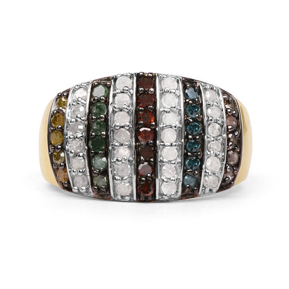 14K Yellow Gold Plated 0.84 Carat Genuine Multi Diamond .925 Sterling Silver Ring Bids.com