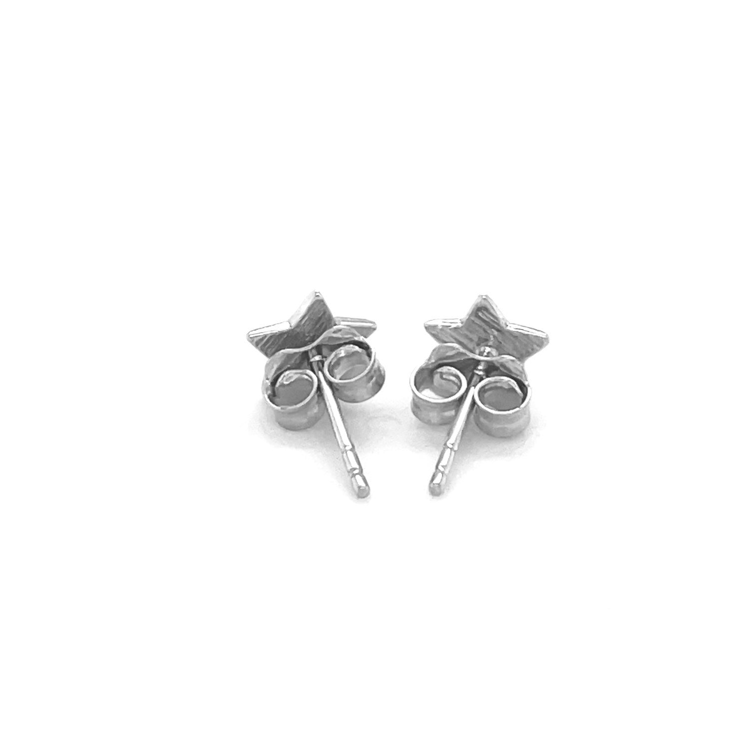 14k White Gold Post Earrings with Stars Bids.com