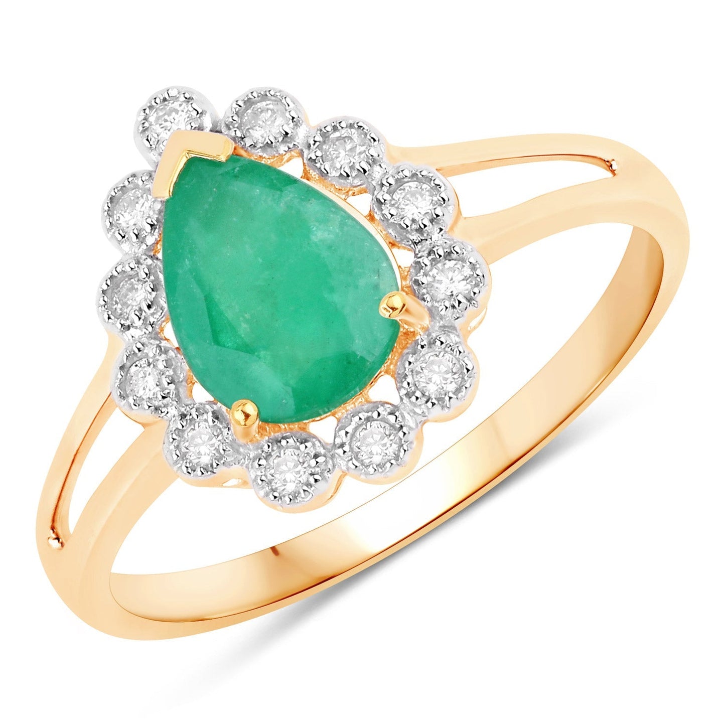 1.22 Carat Genuine Zambian Emerald and White Diamond 14K Yellow Gold Ring Bids.com