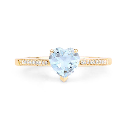 0.65 Carat Genuine Aquamarine and White Diamond 14K Yellow Gold Ring Bids.com
