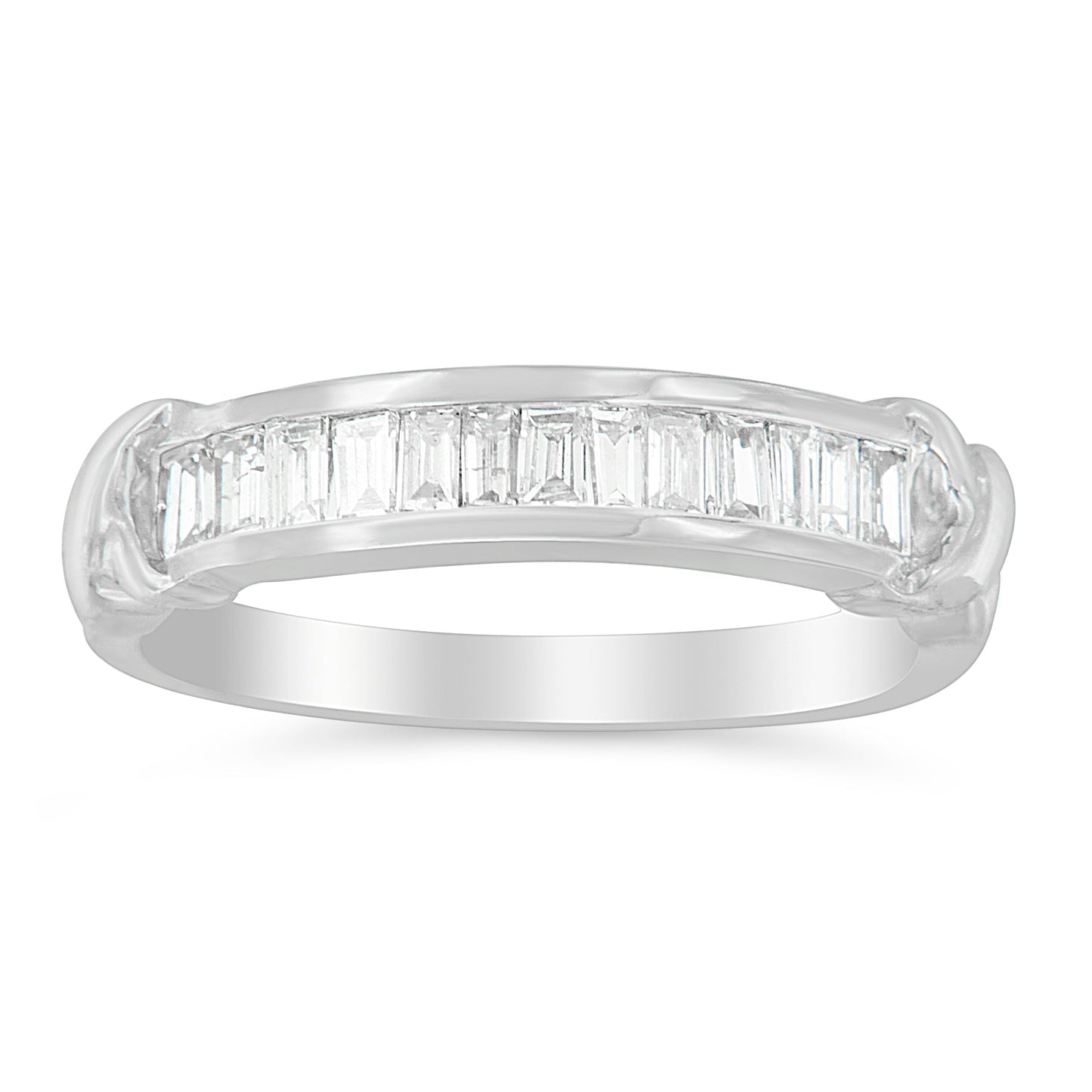 .925 Sterling Silver 1/2 Cttw Baguette Cut Diamond Channel Set X-Station Wedding Ring (H-I Color, I1-I2 Clarity) - Size 6-1/2 Bids.com