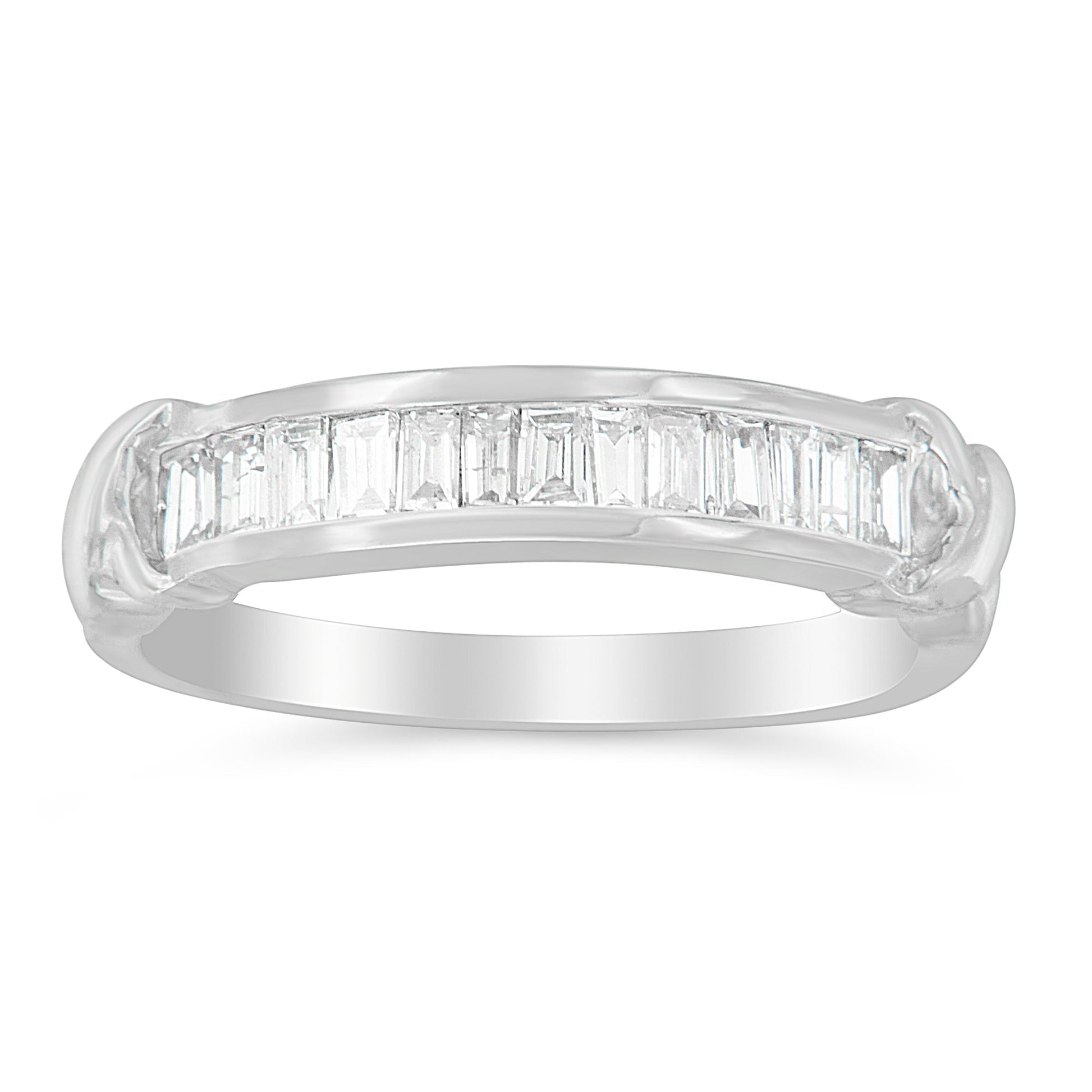 .925 Sterling Silver 1/2 Cttw Baguette Cut Diamond Channel Set X-Station Wedding Ring (H-I Color, I1-I2 Clarity) - Size 6-1/2 Bids.com