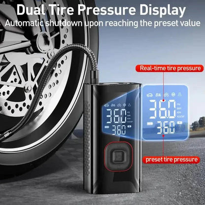 Tire Inflator Portable Air Compressor – Cordless 150PSI Pump with 10000mAh Battery for Car, Bike, Motorcycle, and Ball DailySale