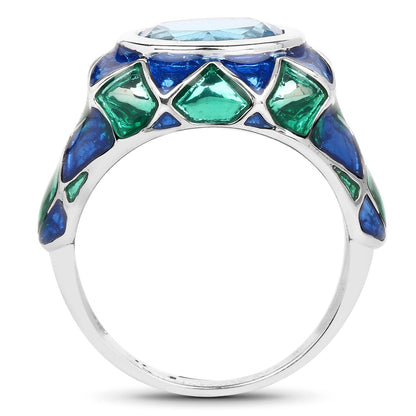 3.25 Carat Genuine Swiss Blue Topaz .925 Sterling Silver Ring Bids.com