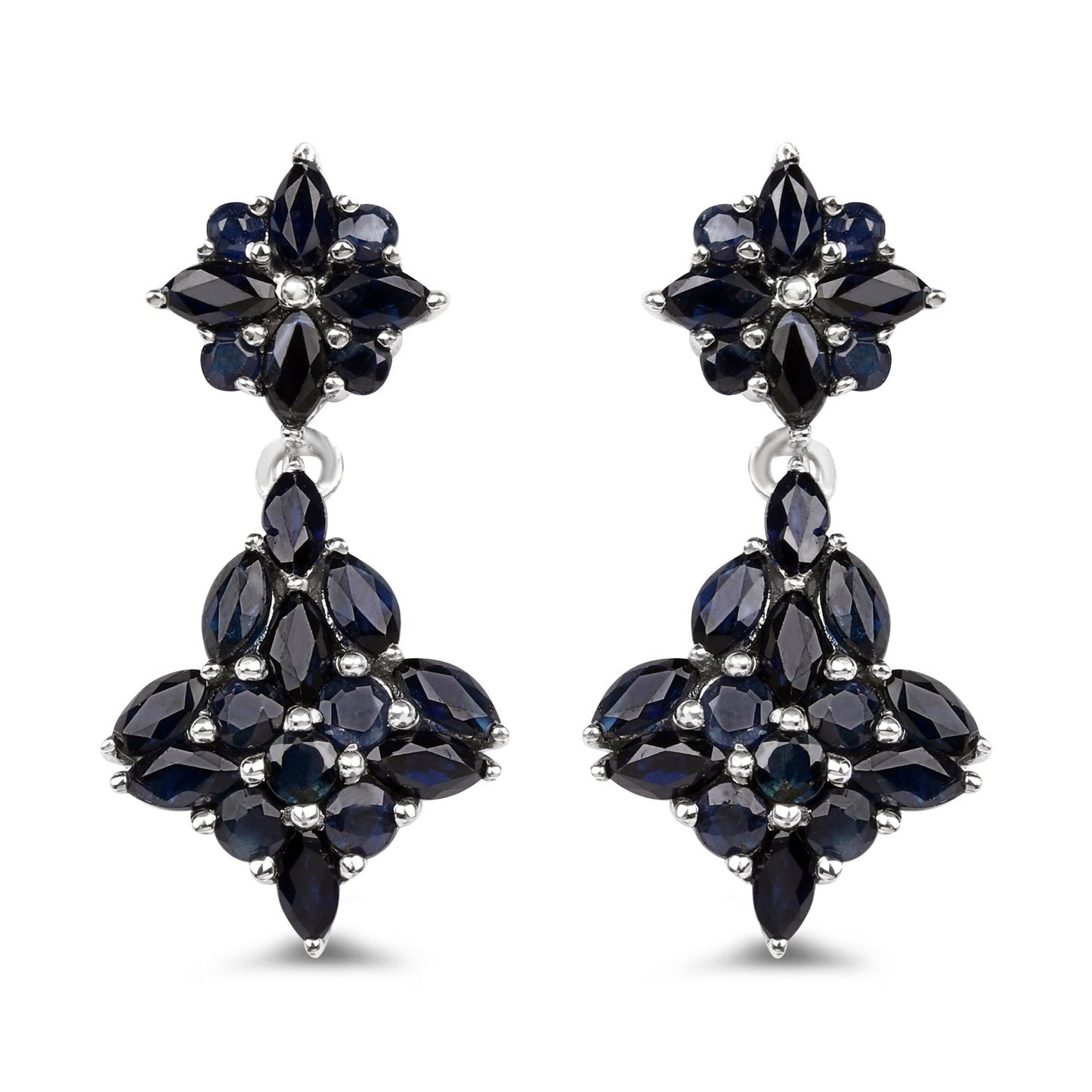 3.33 Carat Genuine Blue Sapphire .925 Sterling Silver Earrings Bids.com
