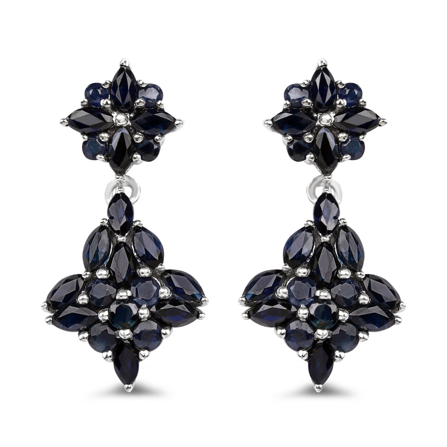 3.33 Carat Genuine Blue Sapphire .925 Sterling Silver Earrings Bids.com