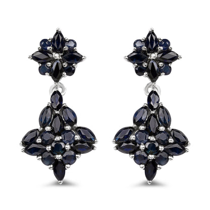 3.33 Carat Genuine Blue Sapphire .925 Sterling Silver Earrings Bids.com