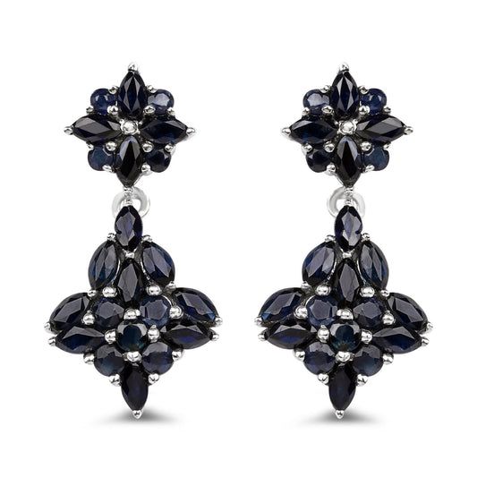 3.33 Carat Genuine Blue Sapphire .925 Sterling Silver Earrings Bids.com