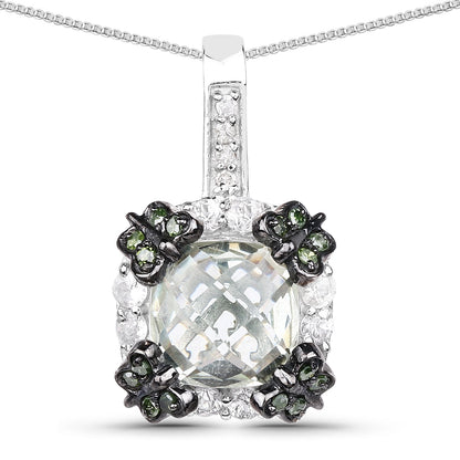 2.72 Carat Genuine Multi Stones .925 Sterling Silver Pendant Bids.com