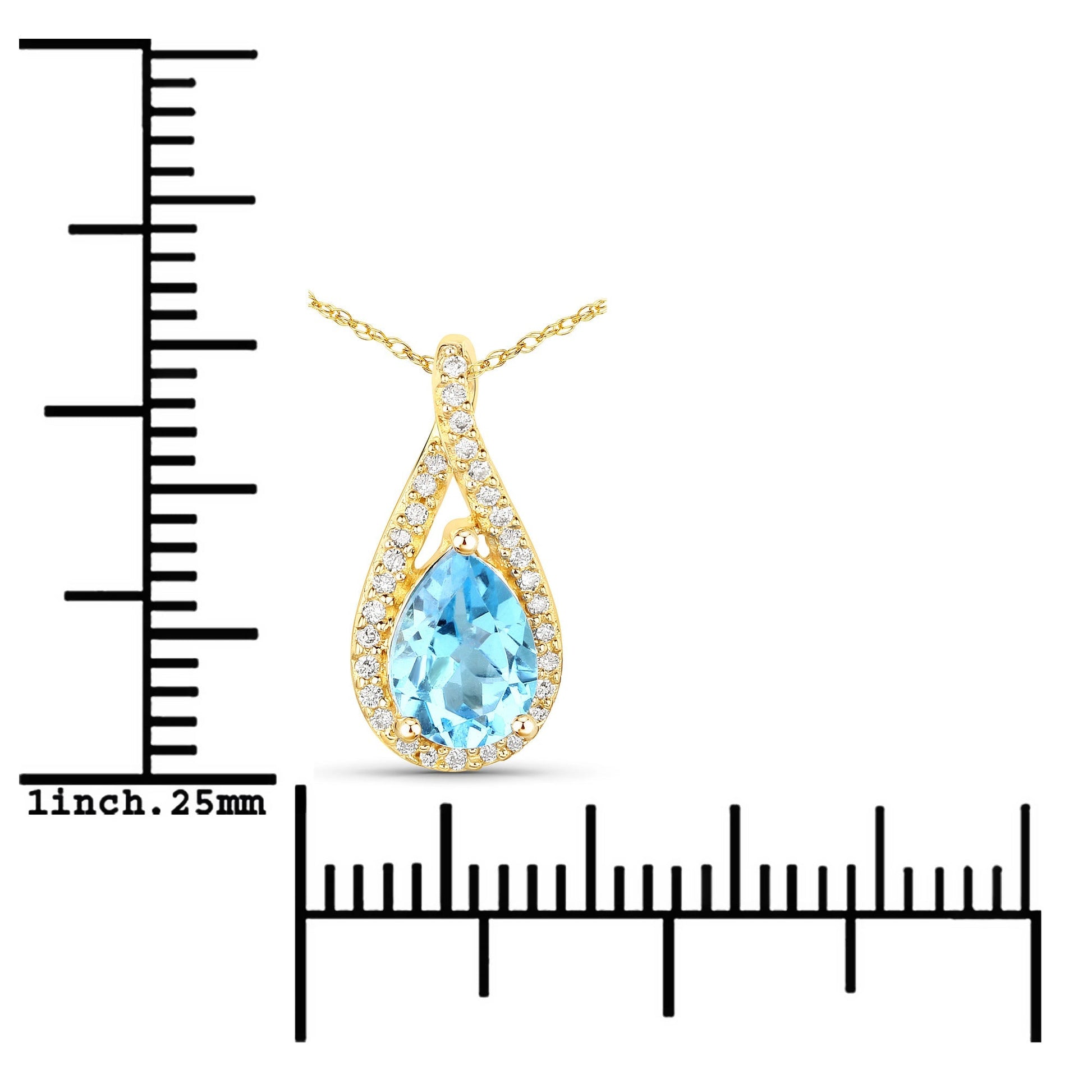 0.89 Carat Genuine Swiss Blue Topaz and White Diamond 14K Yellow Gold Pendant Bids.com