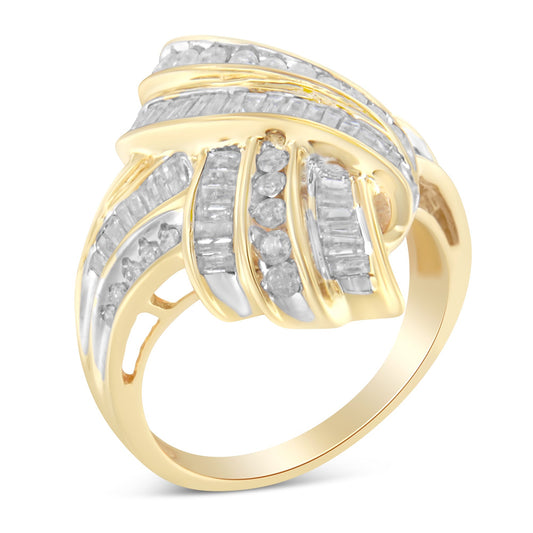10K Yellow Gold Diamond Bypass Cocktail Ring (1 1/5 Cttw, I-J Color, I2-I3 Clarity) - Size 8 Bids.com