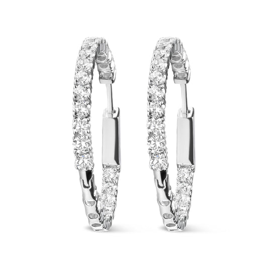 14K White Gold 1.0 Carat Inside Out Lab-grown diamond Fashion Hoop Earrings (F-G Color, VS1-VS2 Clarity) Bids.com
