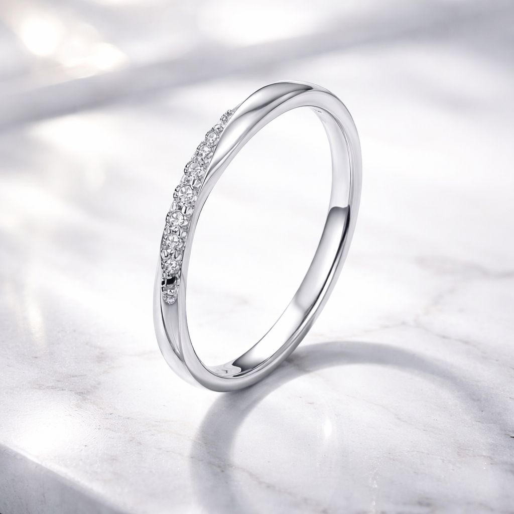 925 Sterling Silver Pavé Set CZ Platinum Plated Ring Size 6 for Women Bids.com
