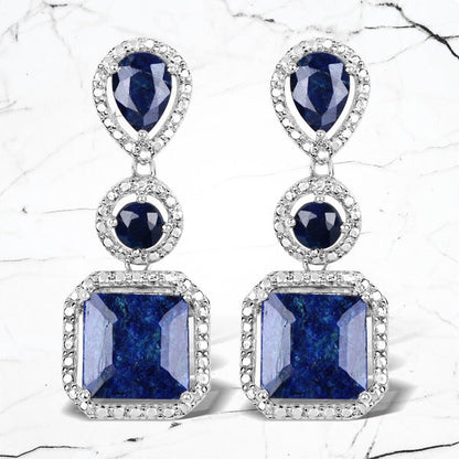 11.62 Carat Dyed Sapphire .925 Sterling Silver Earrings Bids.com