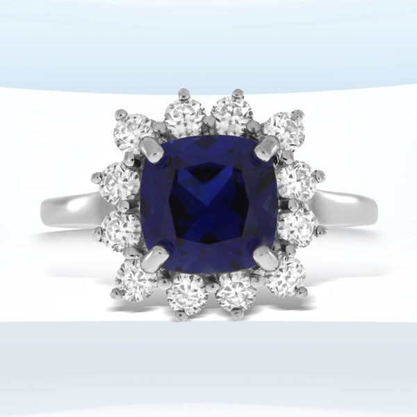 Created Sapphire Moissanite Ring Sterling Silver Bids.com