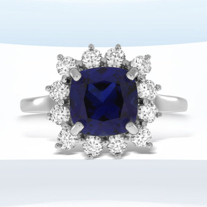 Created Sapphire Moissanite Ring Sterling Silver Bids.com