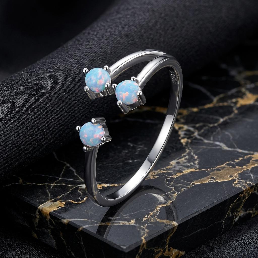 925 Sterling Silver Translucent Opal Ring for Women Bids.com