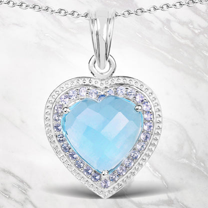 7.36 Carat Genuine Blue Topaz and Tanzanite .925 Sterling Silver Pendant Bids.com