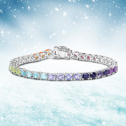 12.04 Carat Genuine Multi Stone .925 Sterling Silver Bracelet Bids.com