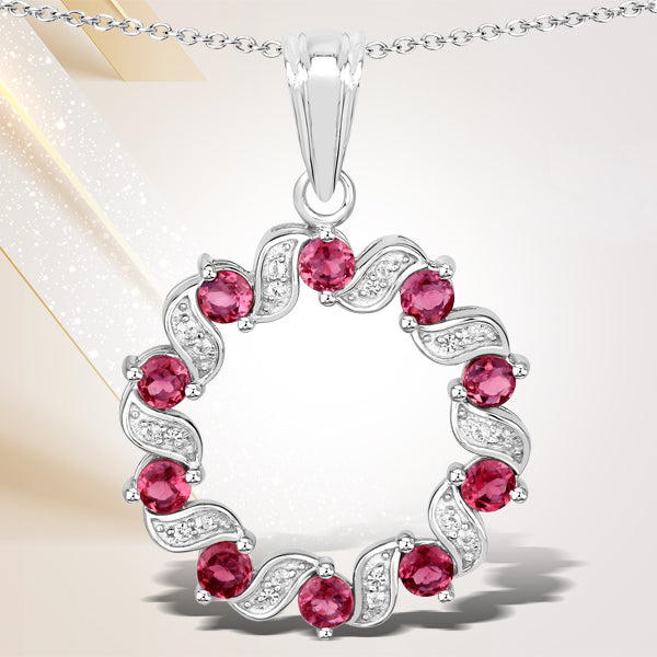 1.30 Carat Genuine Pink Tourmaline and White Topaz .925 Sterling Silver Pendant Bids.com