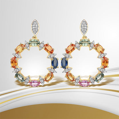 4.12 Carat Genuine Multi Sapphire .925 Sterling Silver Earrings Bids.com