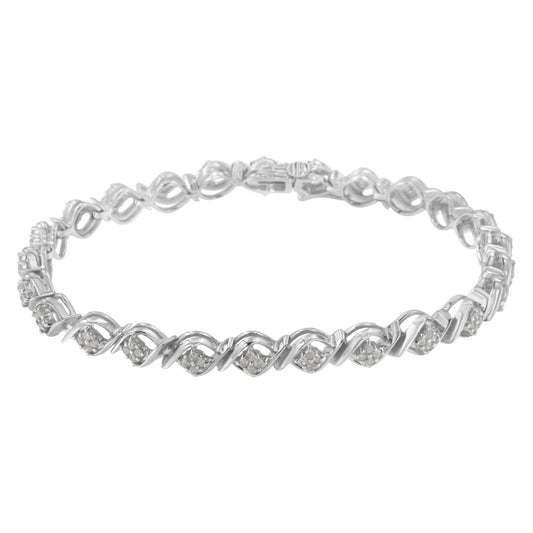 Sterling Silver Diamond Cluster Link Bracelet (1 cttw, I-J Color, I2-I3 Clarity) Bids.com