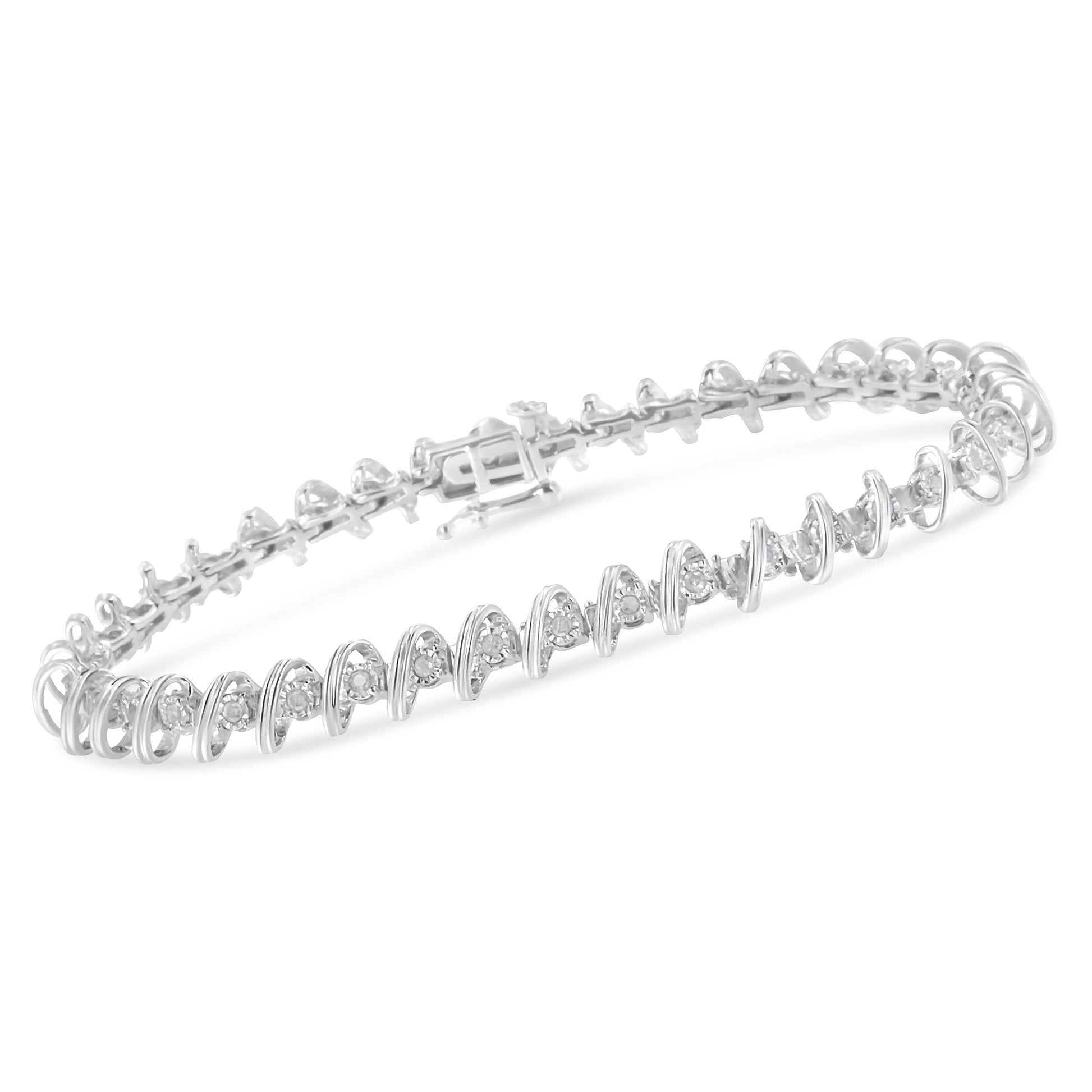 .925 Sterling Silver 1/2 Cttw Diamond Miracle-Set 7" Tennis Bracelet (I-J Color, I3 Clarity) Bids.com