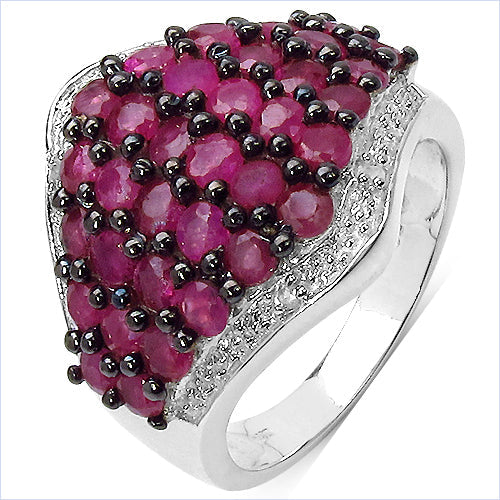 2.76 Carat Genuine Ruby & White Topaz .925 Sterling Silver Ring Bids.com
