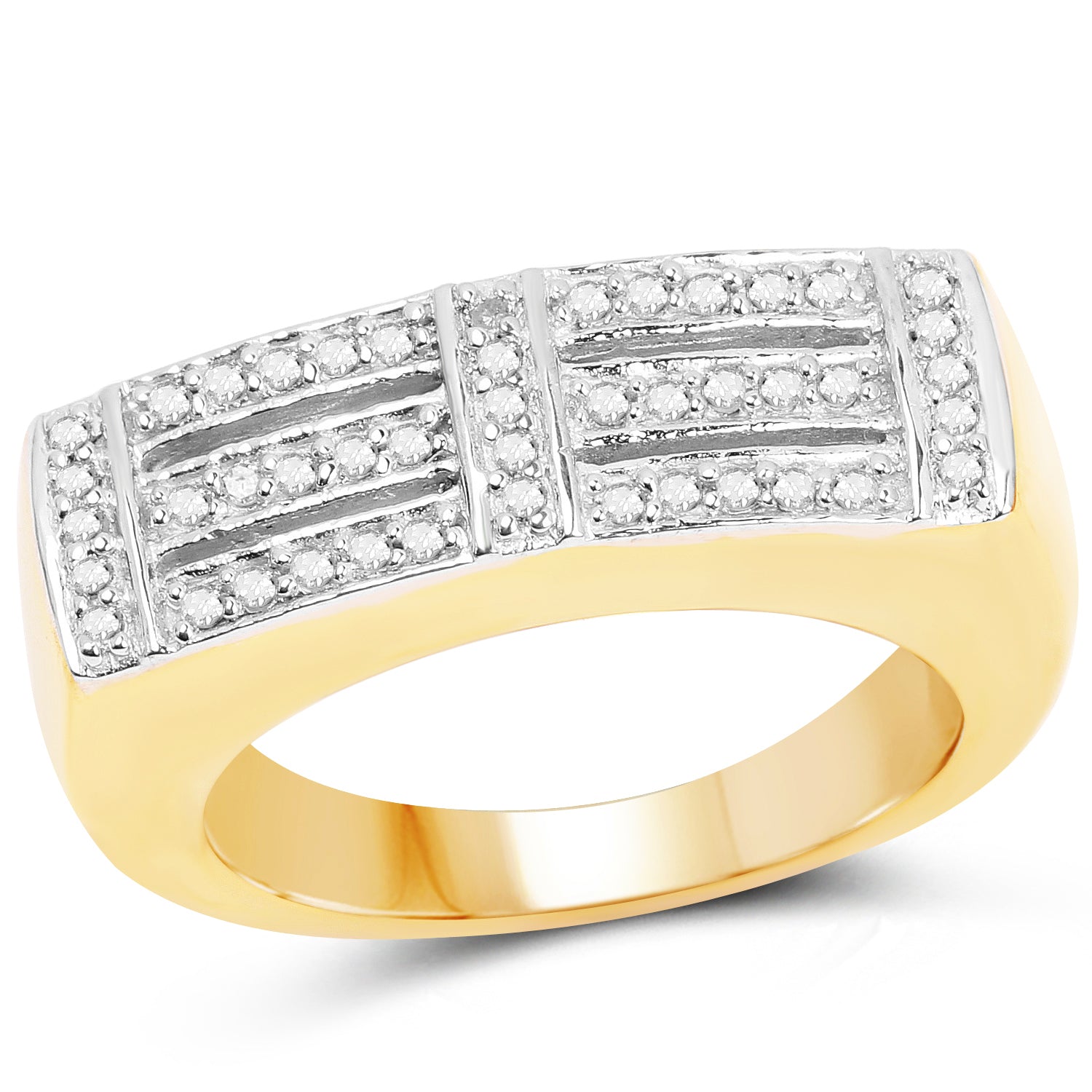 14K Yellow Gold Plated 0.25 Carat Genuine White Diamond .925 Sterling Silver Ring Bids.com