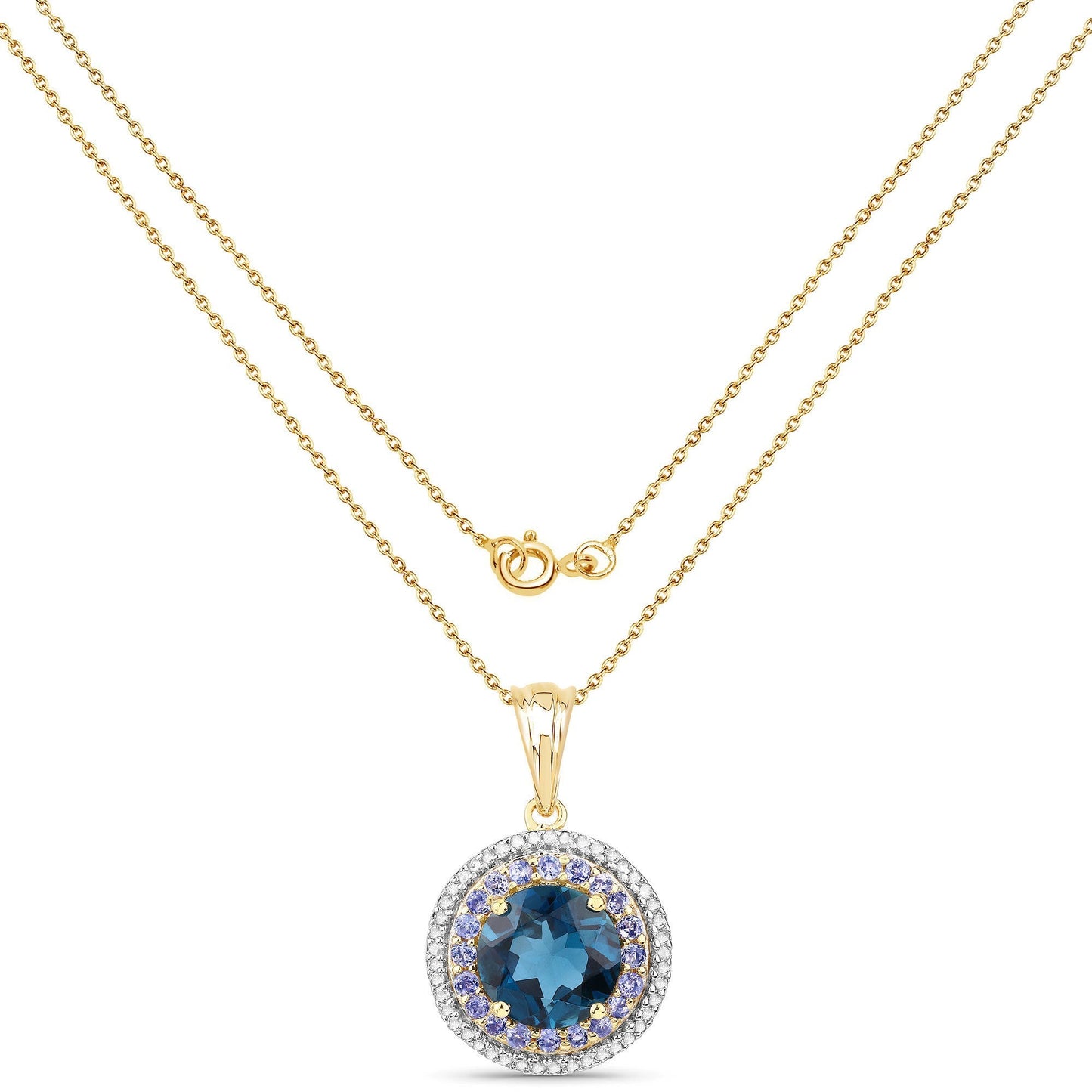 "5.10 Carat Genuine London Blue Topaz, Tanzanite and White Topaz .925 Sterling Silver Pendant Bids.com