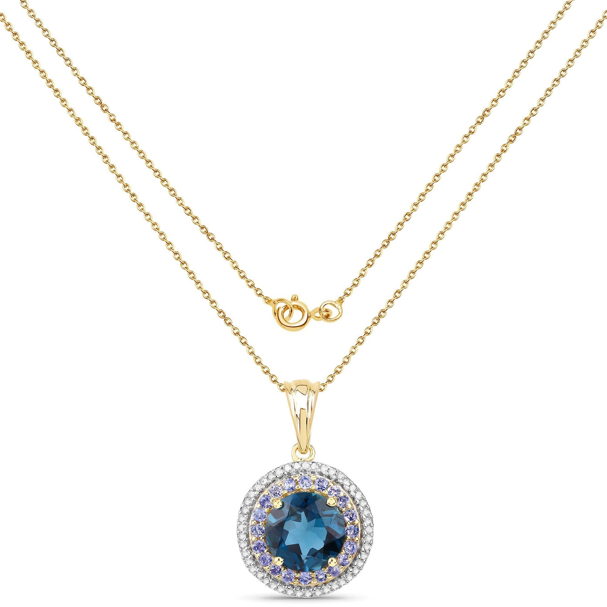 "5.10 Carat Genuine London Blue Topaz, Tanzanite and White Topaz .925 Sterling Silver Pendant Bids.com
