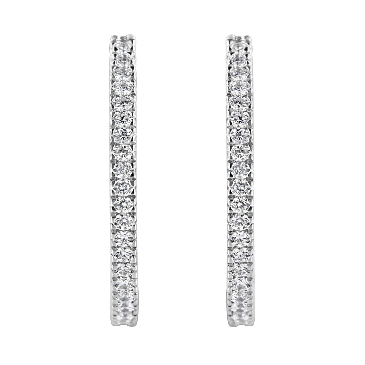 10KT White Gold 1 cttw Diamond Hoop Earrings (I-J Clarity, I2-I3 Color) Bids.com