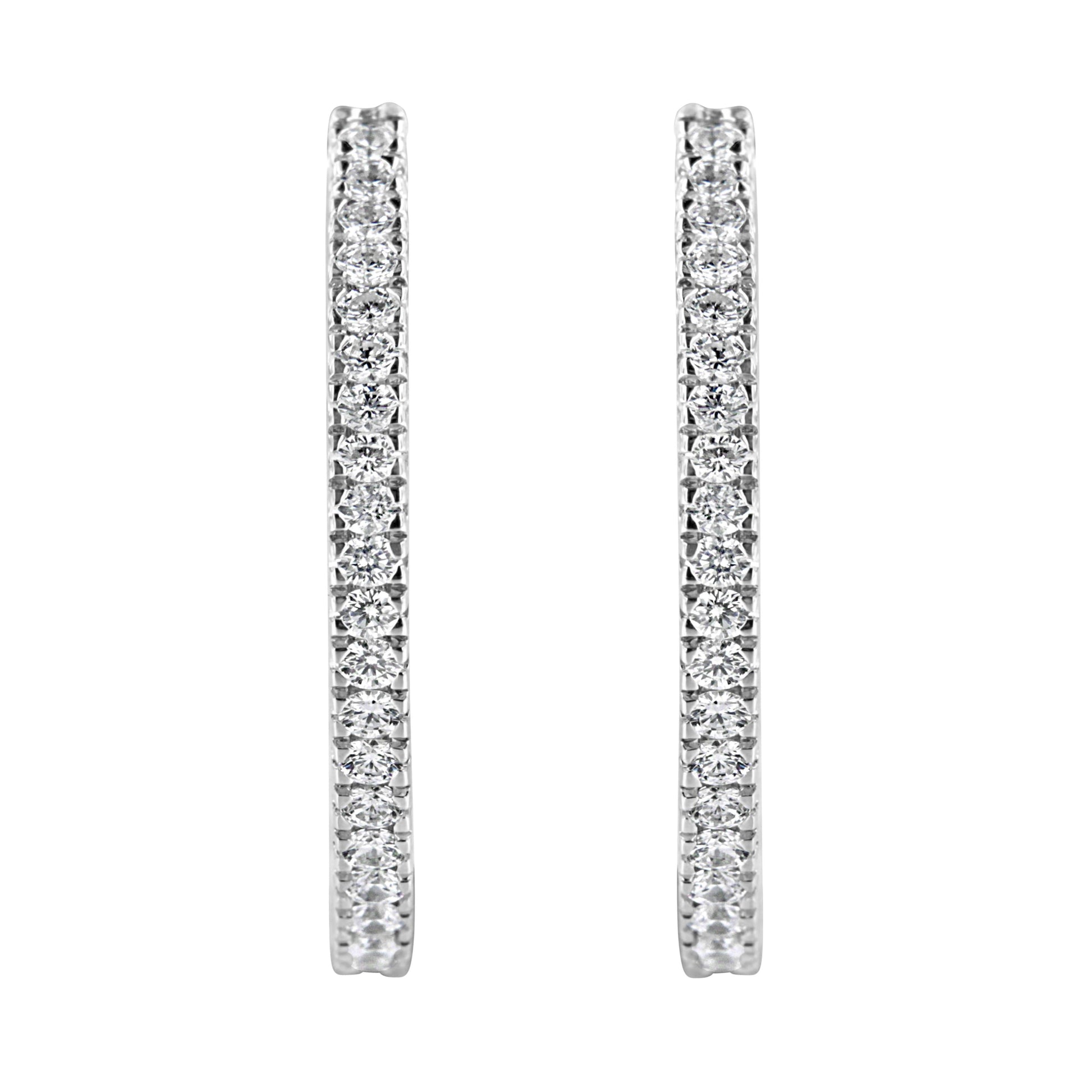 10KT White Gold 1 cttw Diamond Hoop Earrings (I-J Clarity, I2-I3 Color) Bids.com