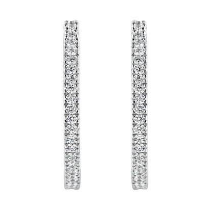 10KT White Gold 1 cttw Diamond Hoop Earrings (I-J Clarity, I2-I3 Color) Bids.com