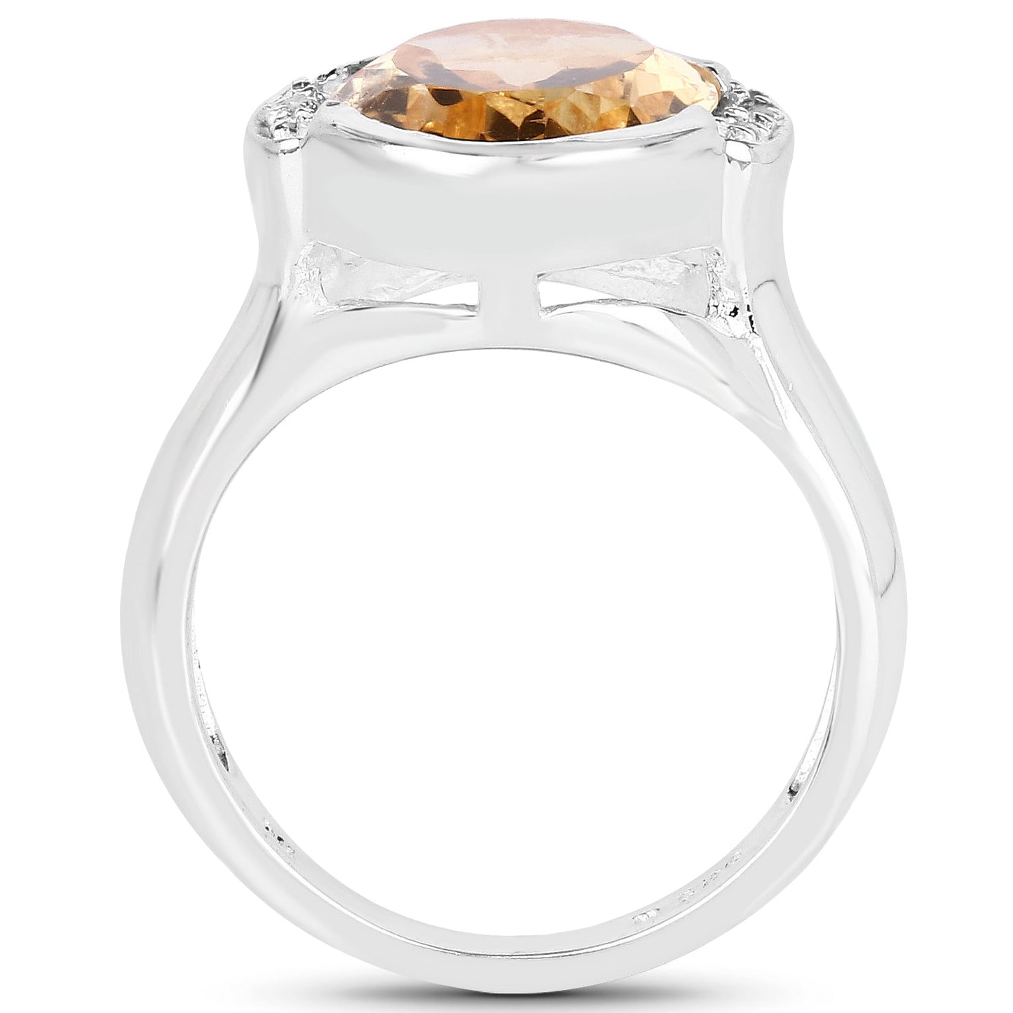 5.05 Carat Genuine Citrine and White Diamond .925 Sterling Silver Ring Bids.com