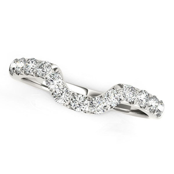 14k White Gold Curved Design Pave Diamond Wedding Ring (1/6 cttw) Bids.com