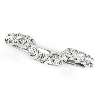 14k White Gold Curved Design Pave Diamond Wedding Ring (1/6 cttw) Bids.com