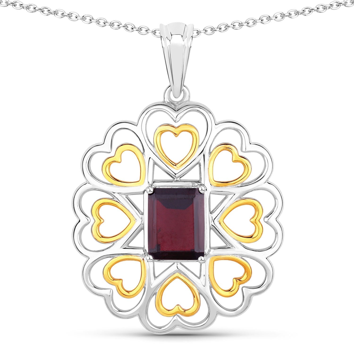 2.55 Carat Genuine Garnet .925 Sterling Silver Pendant Bids.com