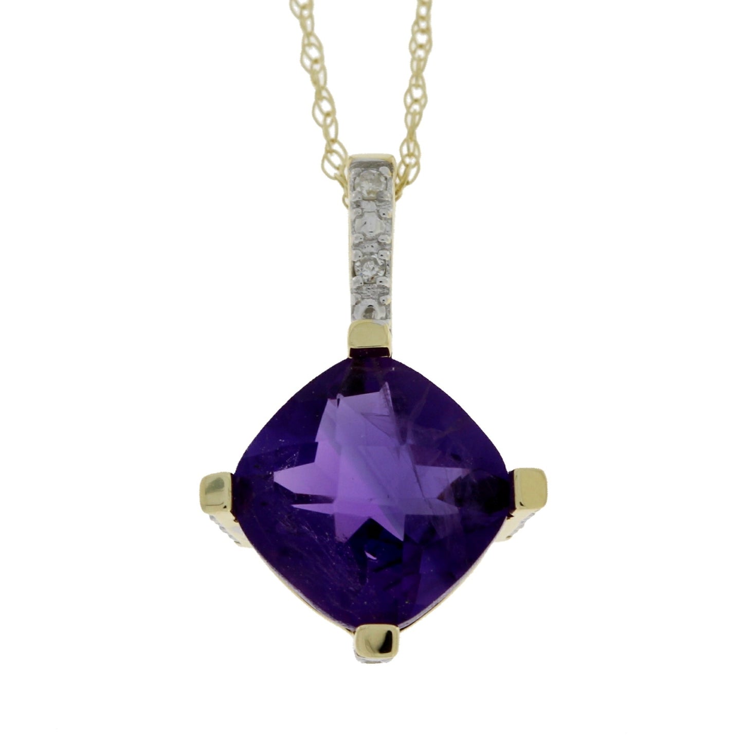 Amethyst Diamond Fashion Pendants 10KT Yellow Gold Bids.com