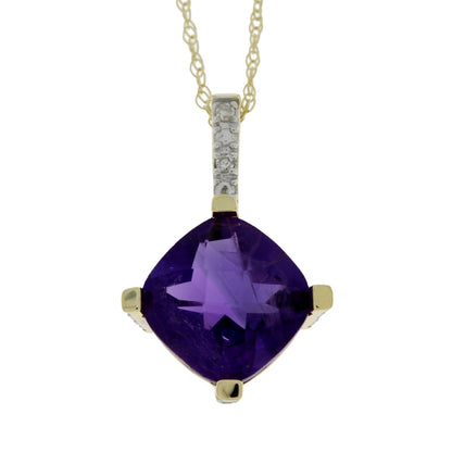 Amethyst Diamond Fashion Pendants 10KT Yellow Gold Bids.com