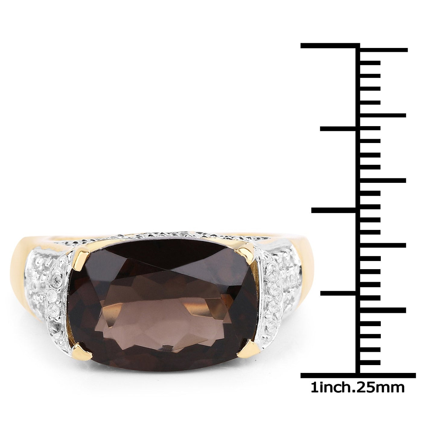 6.65 Carat Genuine Smoky Quartz and White Topaz .925 Sterling Silver Ring Bids.com