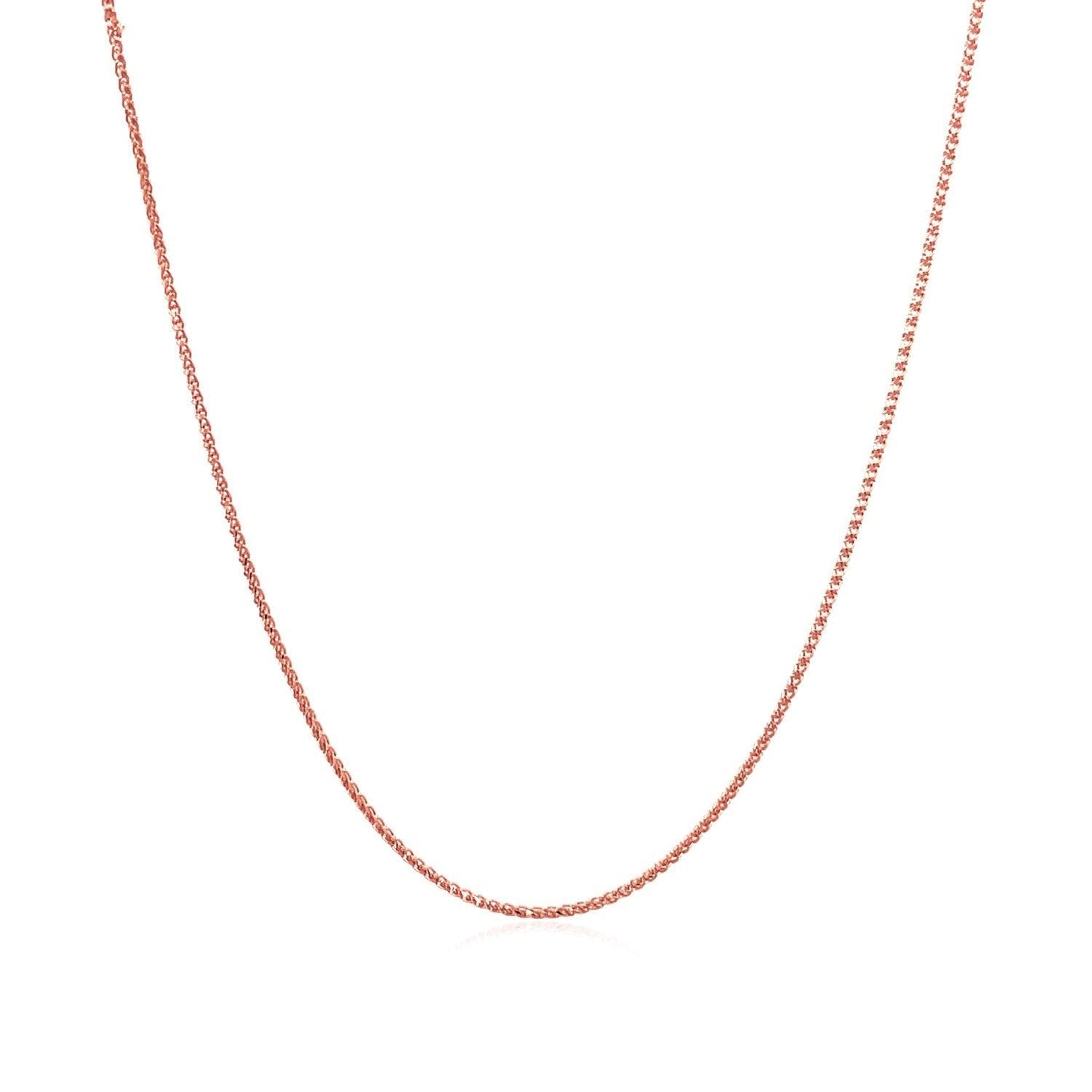 14k Rose Gold Diamond Cut Round Wheat Chain 0.6mm Bids.com