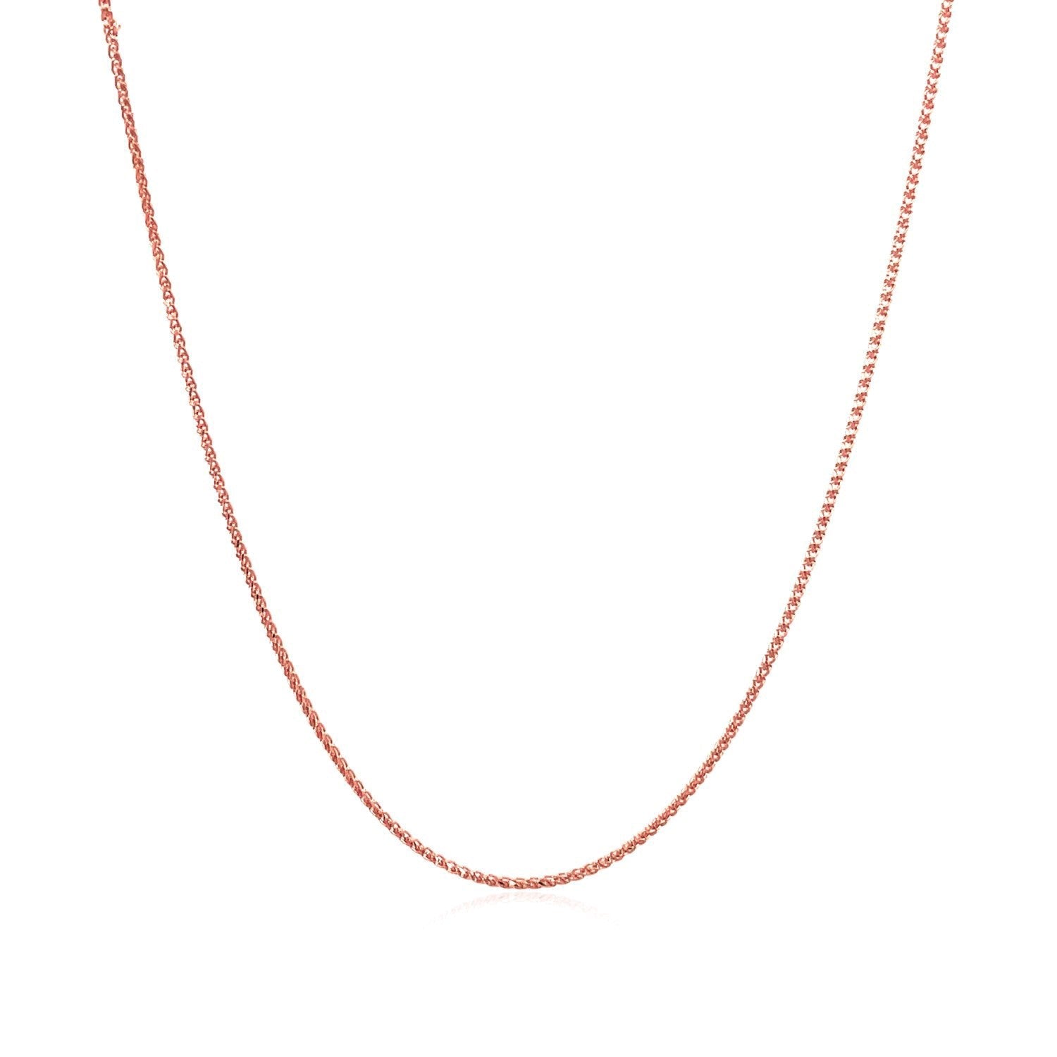 14k Rose Gold Diamond Cut Round Wheat Chain 0.6mm Bids.com