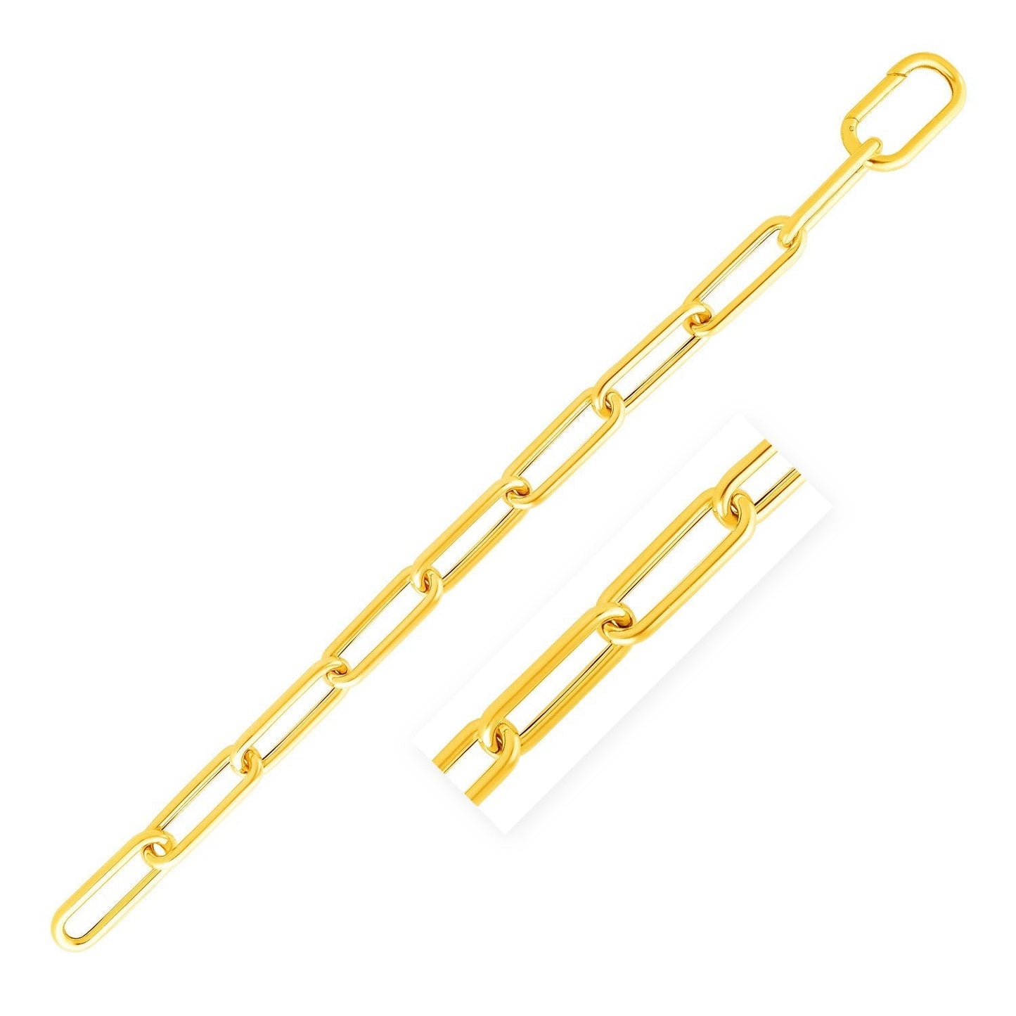 14k Yellow Gold Lite Round Wire Paperclip Bracelet (8.5mm) Bids.com